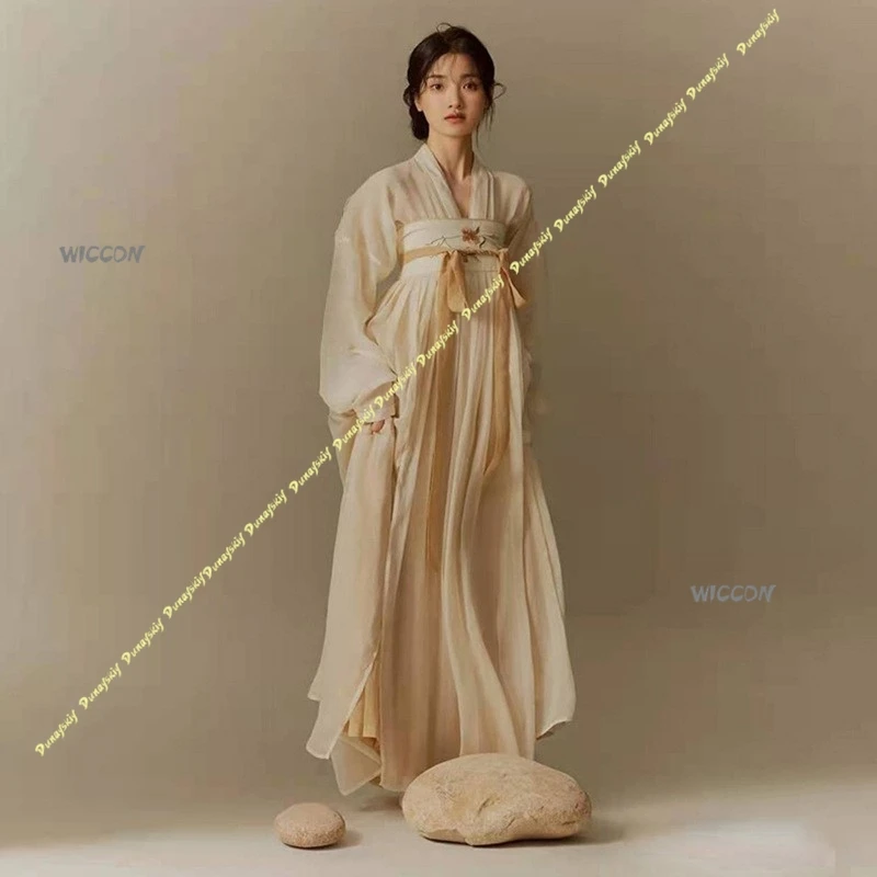 

Hanfu Women New Style Ancient Ethereal Elegant Tang-style Chest-length Blouse Skirt Daily Cosplay costume Christmas Halloween