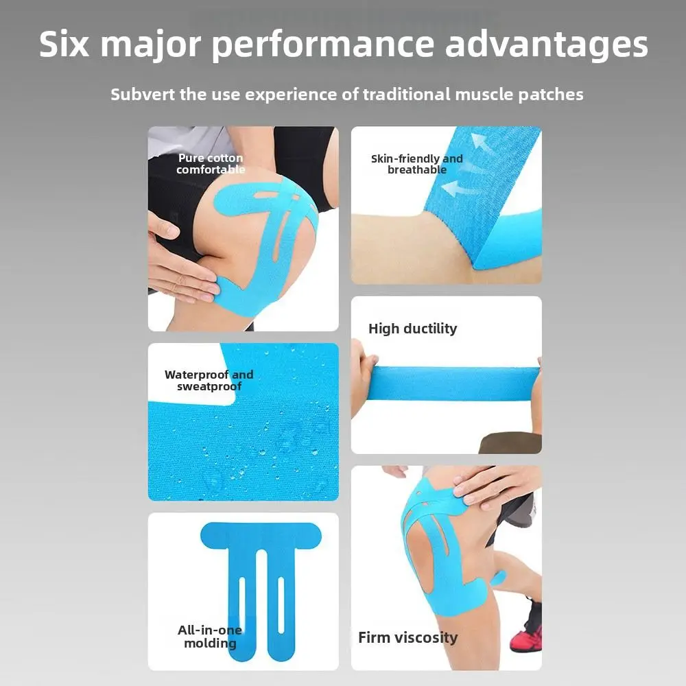 2pcs Breathable Precut Kinesiology Tape Elastic Cotton Material Athletic Knee Tape Precut Support & Stability