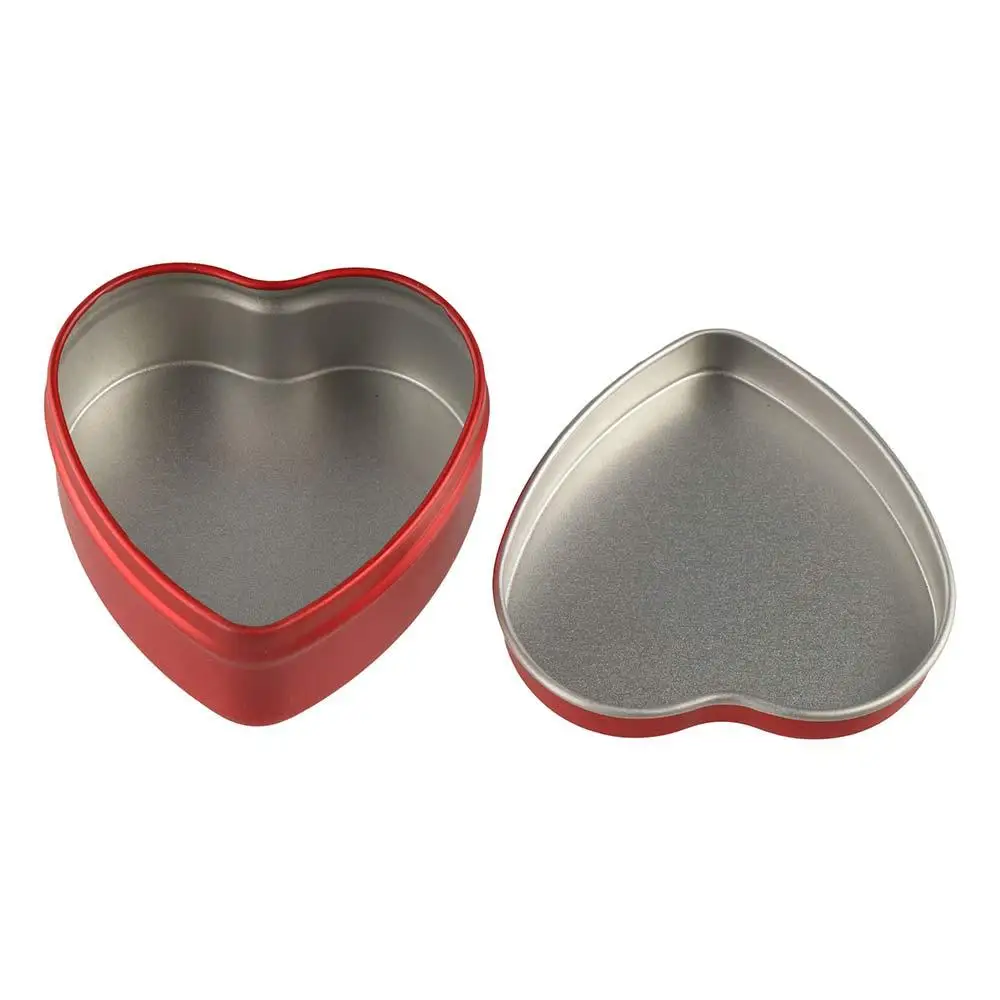 Creative Tinplate Heart Shape Tins Silver/Red/Pink Empty Heart Metal Box with Lid Mini Candle Making Jars DIY