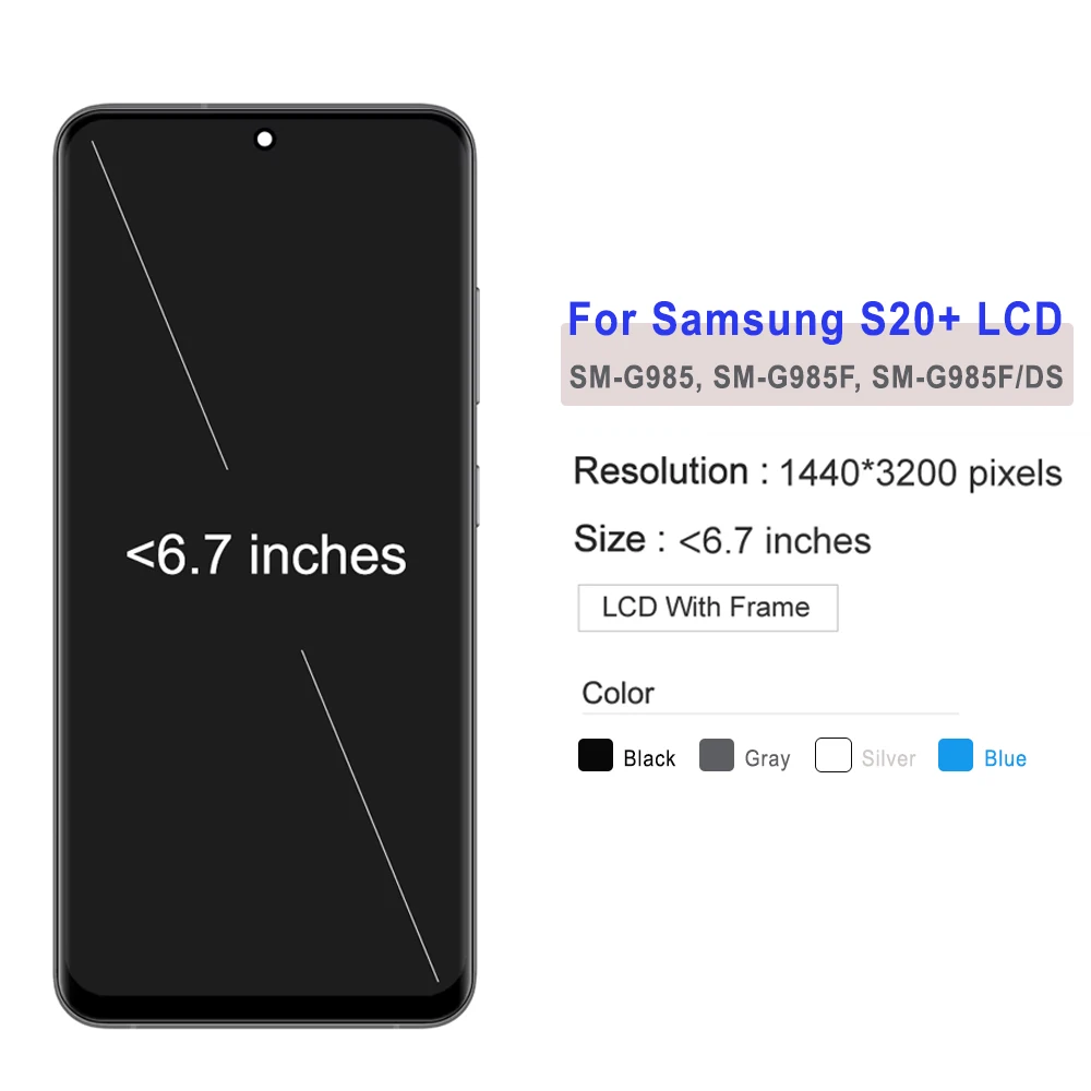 OLED LCD For Samsung Galaxy S20 Plus LCD Touch Screen Digitizer Assembly Replacement For Samsung S20+ G985 G985F G985F/DS LCD