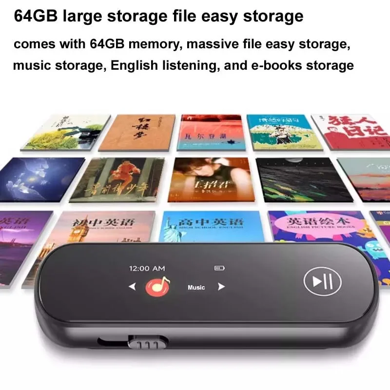 DLHiFi BF02 مشغل MP3 محمول بلوتوث ، مشغل موسيقى رياضي ، مسجل صوت ، قارئ Ebook ، قرص U مع 64G داخلي ، تصميم جديد