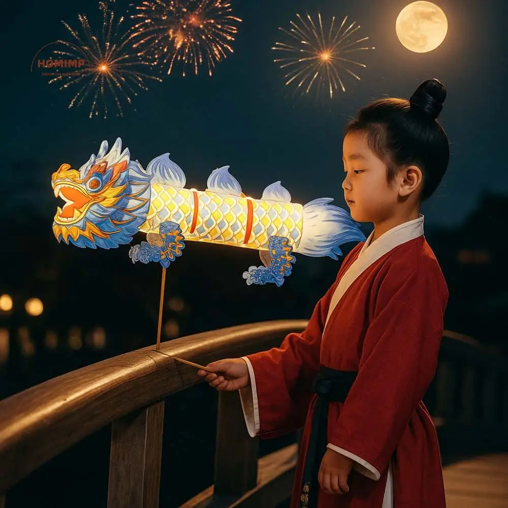 

Chinese Style Children's Loong Lantern PVC Handheld Mid-Autumn Festival Lamp Glowing Luminous Handmade Dragon Lantern
