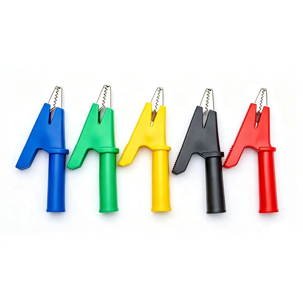 1pcs 30A 1000V Plastic Opening 10MM Round Handle Crocodile Test Adapter Clip Probe Pen Test Alligator 4mm Banana Plug Insulated