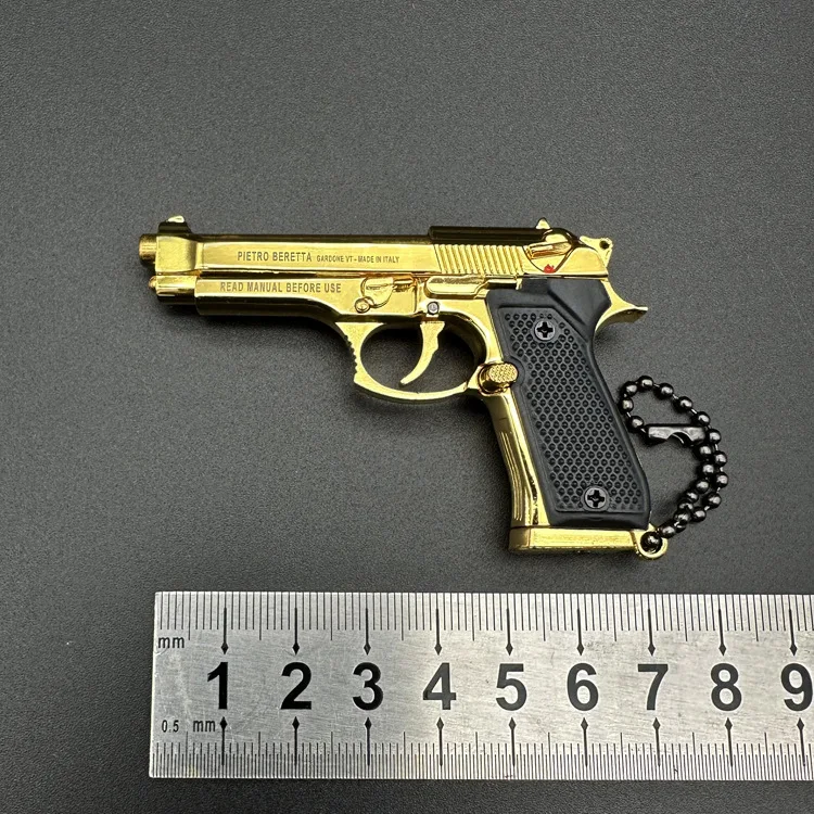 1:3 92f Alloy Pistol Model Keychain Portable Toy Gun Detachable Fidget Toy Fake Gun for Boy Collection Adults Gift