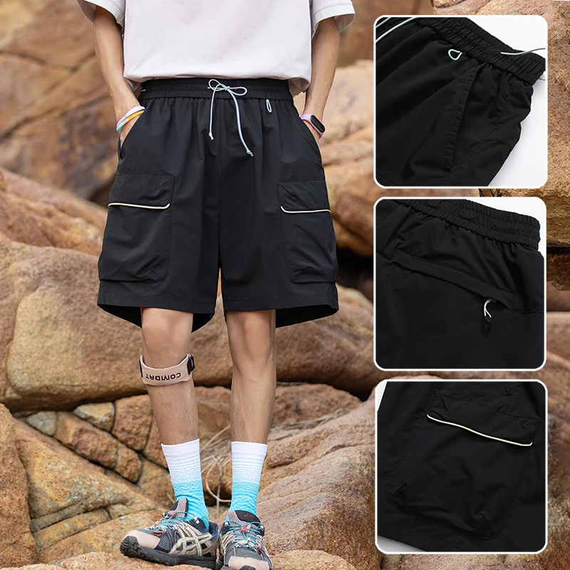 New Outdoor Summer Self-Storage Shorts For Men Breathable Loose Straight Pants… - Image 2