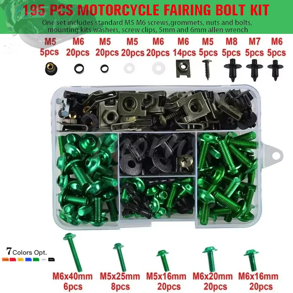 195 Motorcycle Fairing Bolts Screws Kit Nut Clips For DUCATI 748 749 750 800 899 999 1098 S EVO ST2 ST3 X Diavel 696 916 996 848