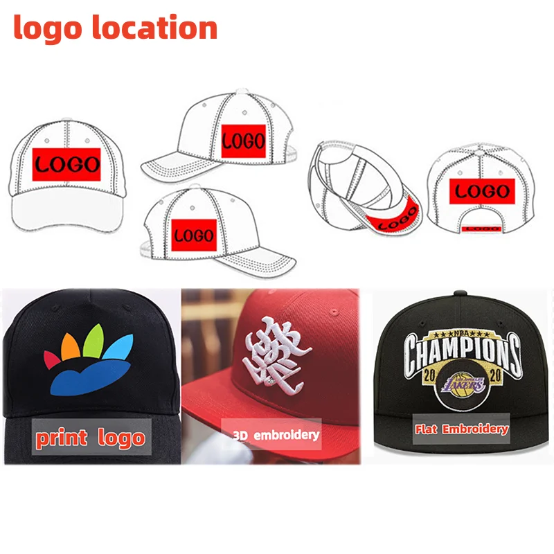 Custom  Embroidery or Printing Logo Adult Flat Brim Trucker Hats Hip Hop Sport Baseball Caps For Wen and Women Snapback Hats