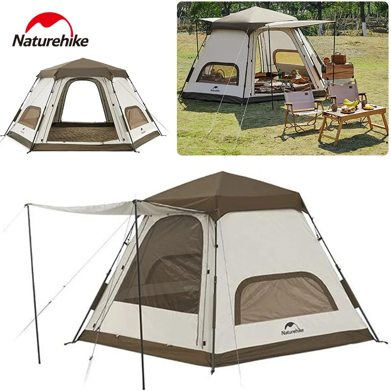 Naturehike Hexagonal Automatic Tent Outdoor Large Space Travel Quick Open One Touch Tent Camping Detachable Top Waterproof