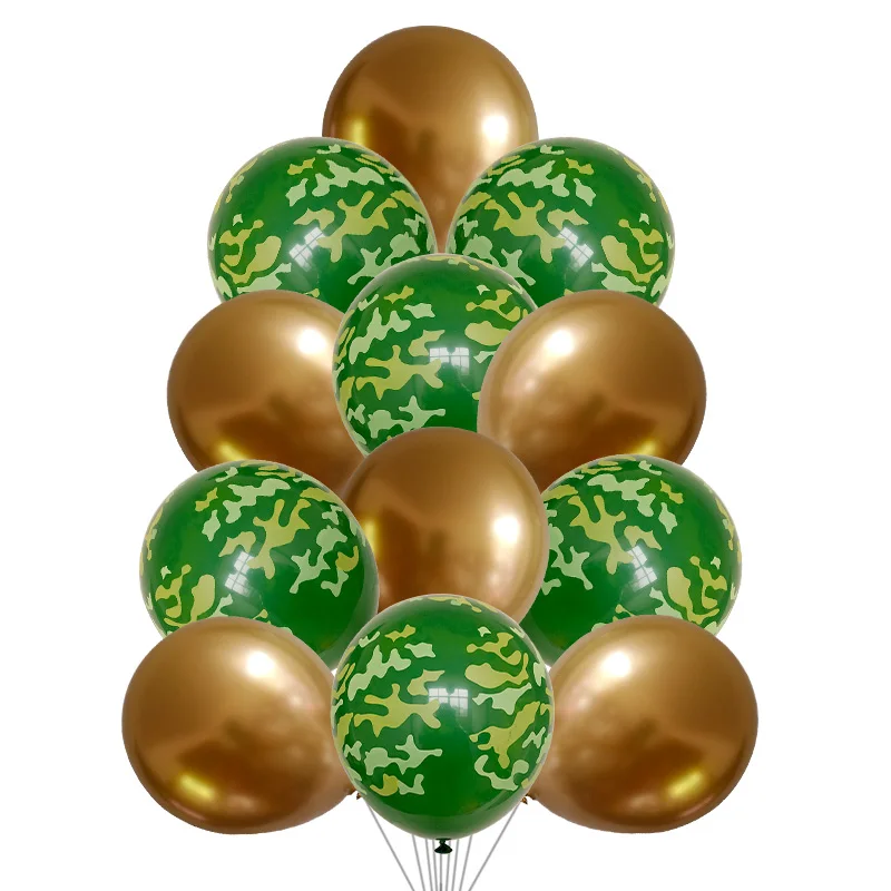 12 Stück Latex-Ballon, Tarnballons, Armee-Party-Dekoration, Militär, Ausgehen, Party, Ruhestand, Camping-Themen-Geburtstagsfeier