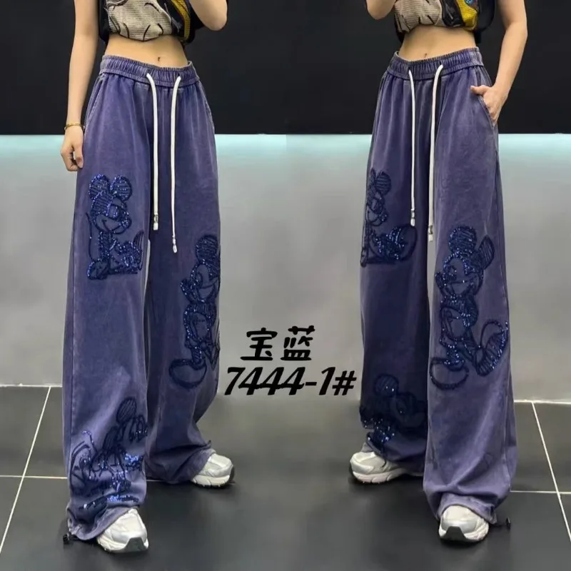 Pantalon surdimensionné pour femmes, nouveau Style coréen, mode Mickey, Tube droit, survêtement pour femmes, Harajuku rétro Y2k, Streetwear, printemps été