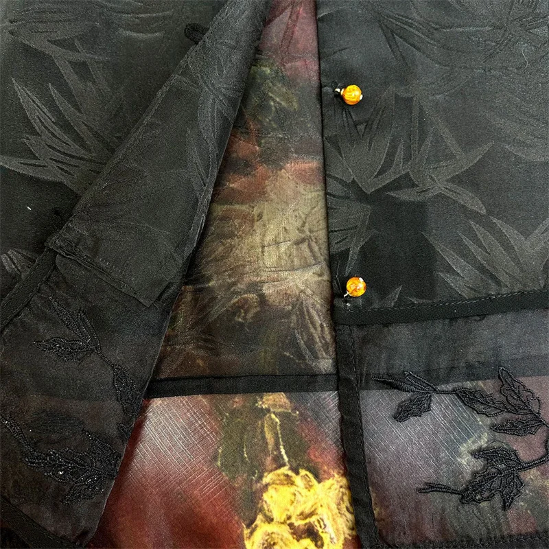 Neue Chinesische Stil Qipao Top Verbesserte Organza Sticken Blume Weste Top Dame Sommer Herbst Neue Hanfu Jacke Lose Tang Kleidung