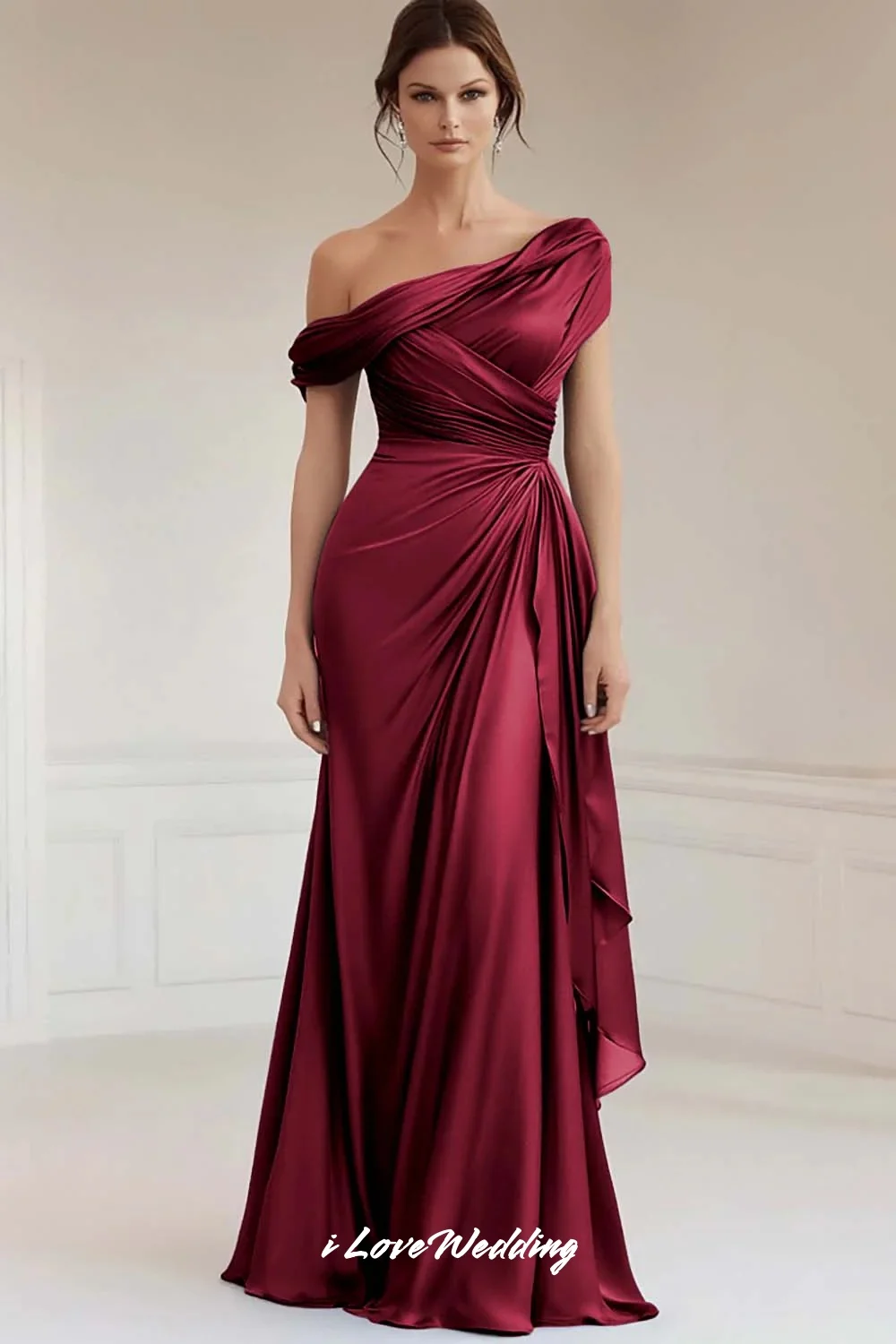 Green Off the Shoulder Evening Dresses 2025 Satin Pleated A-Line Dresses For Special Occasions Wedding Guest Dresses Customized image 6