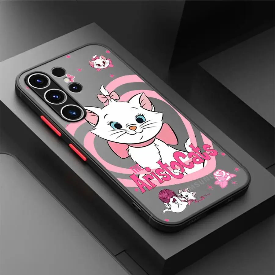 Cartoon Disney Marie Cat Matte Case For Samsung Galaxy S24 S22 S23 S20 S21 FE S10 Plus Note 20 Ultra 10 Lite Phone Fundas