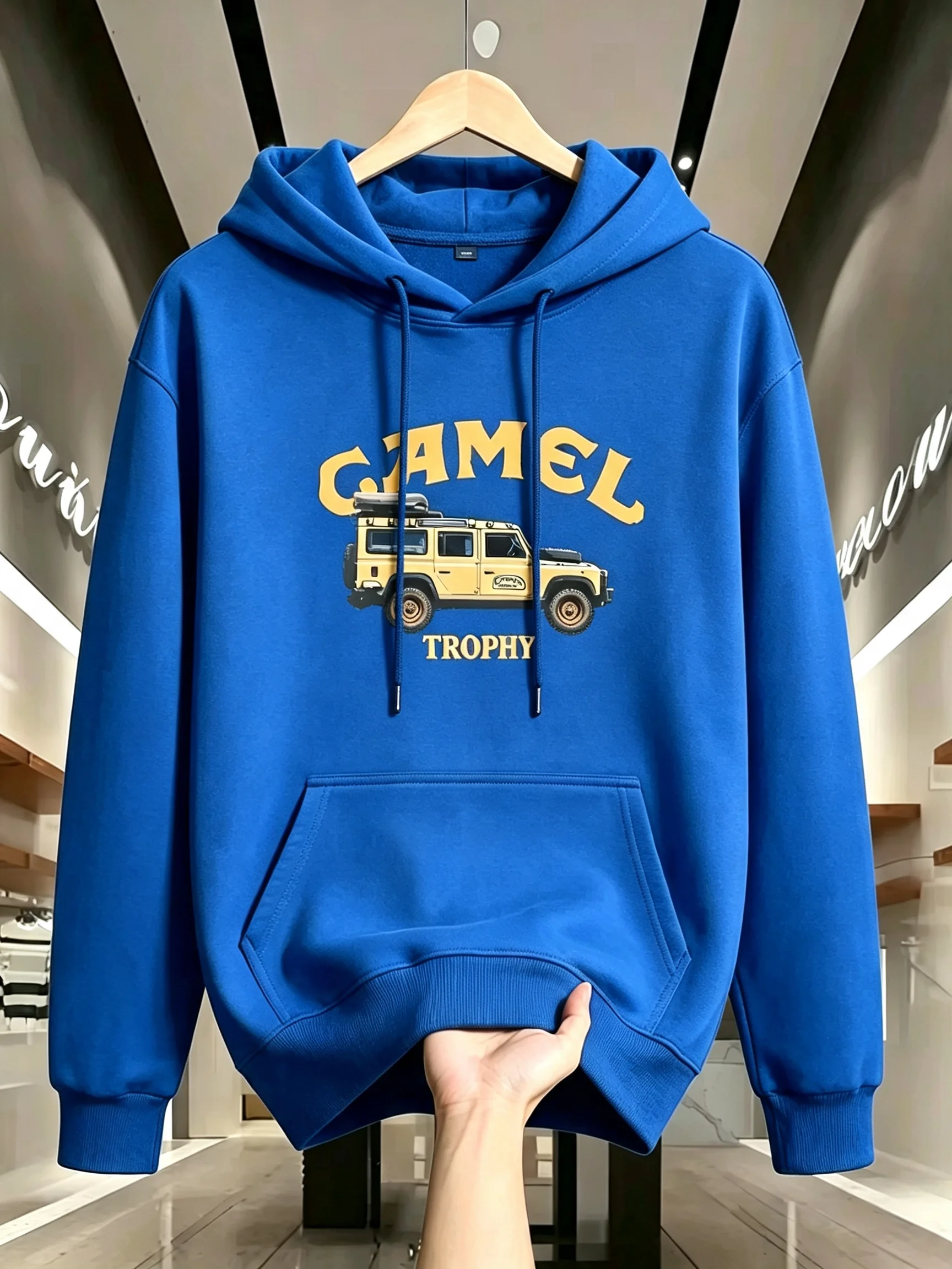 Modischer, lässiger, lockerer Herren-Hoodie mit Retro-Musterdruck für Herbst/Winter, Streetwear-Sport-Hoodie. – Detail 10