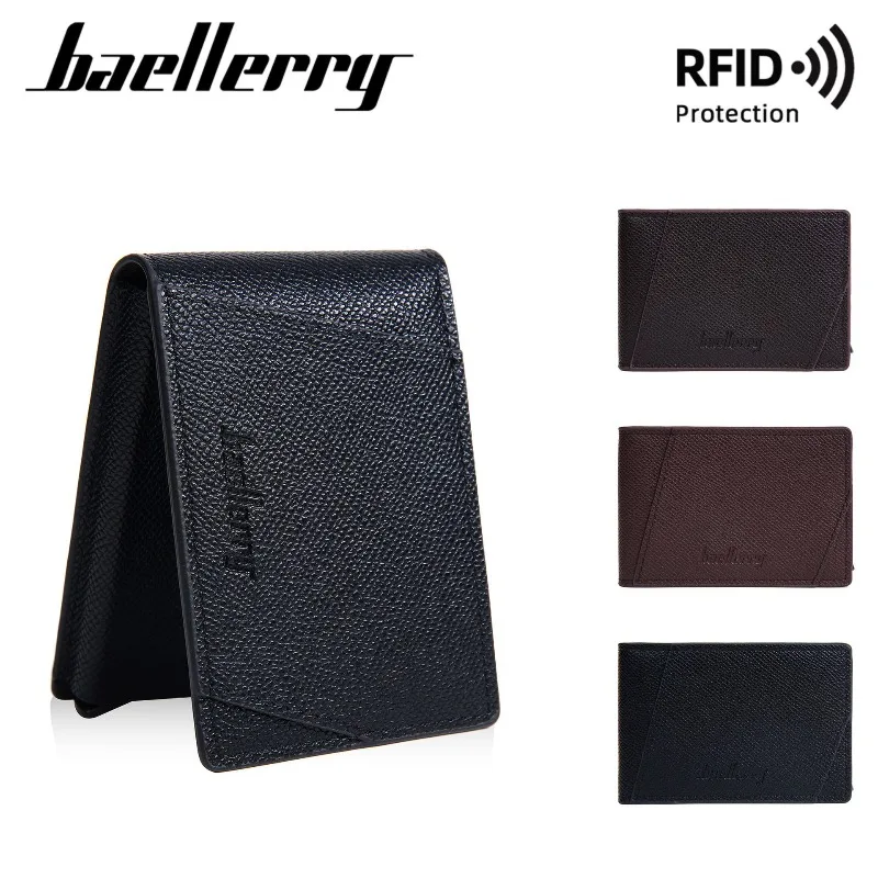 Baellerry Men's Pu Leather Card Holder Built-In Pop-Up Card Box Rfid Anti-Theft Protection Male Mini Wallet Multiple Card Holder