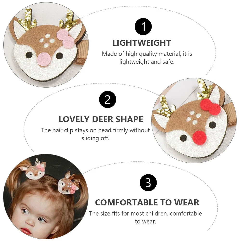 

4 Pcs Christmas Deer Hair Clip Clips Xmas Decorations Headdress Hairpin Cartoon Hairpins