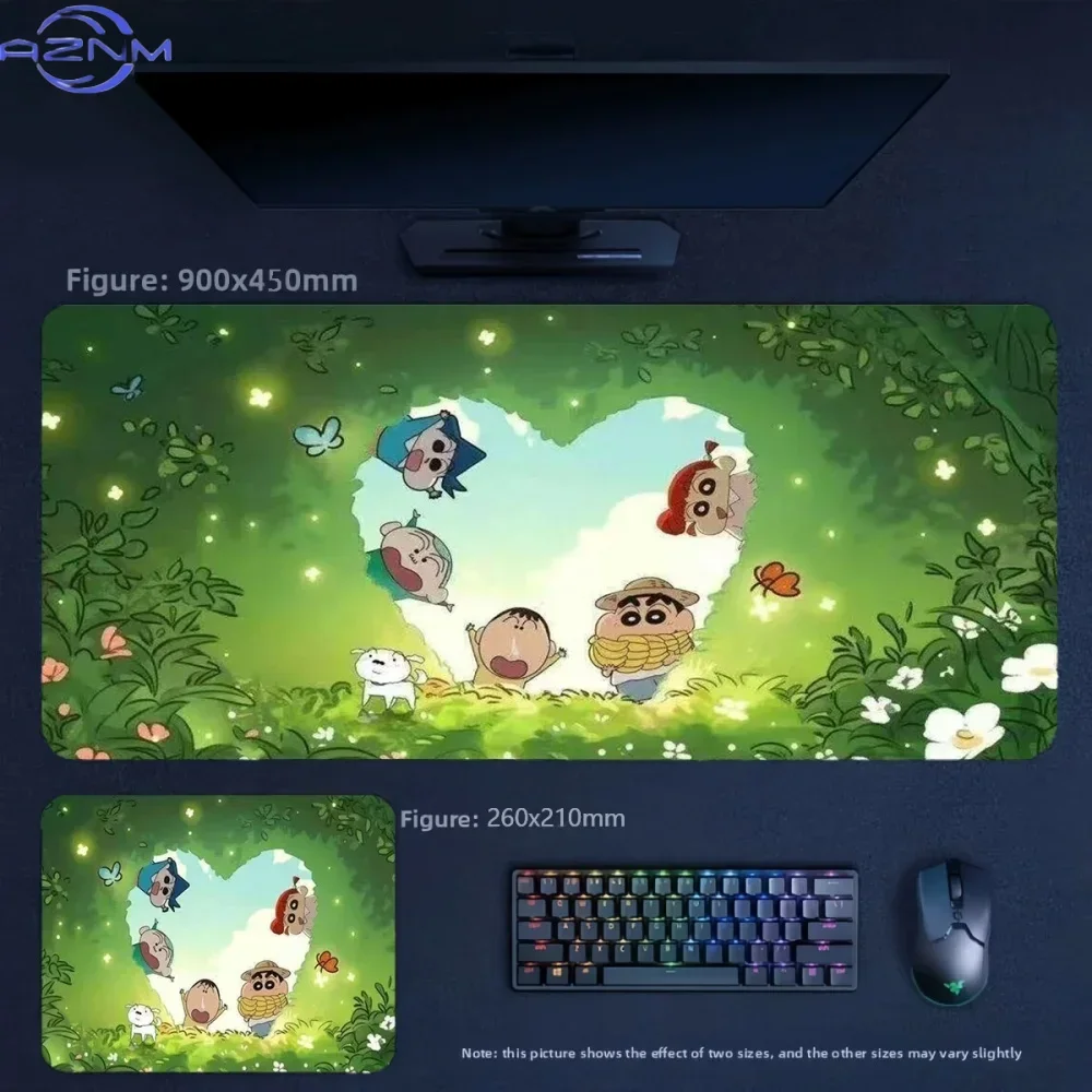 Anime Crayon Shin-chan Heart Forest Scene Large Mousepad Rubber Non-Slip Extended Gaming Desk Mat Keyboard Pad for PC Gaming Off