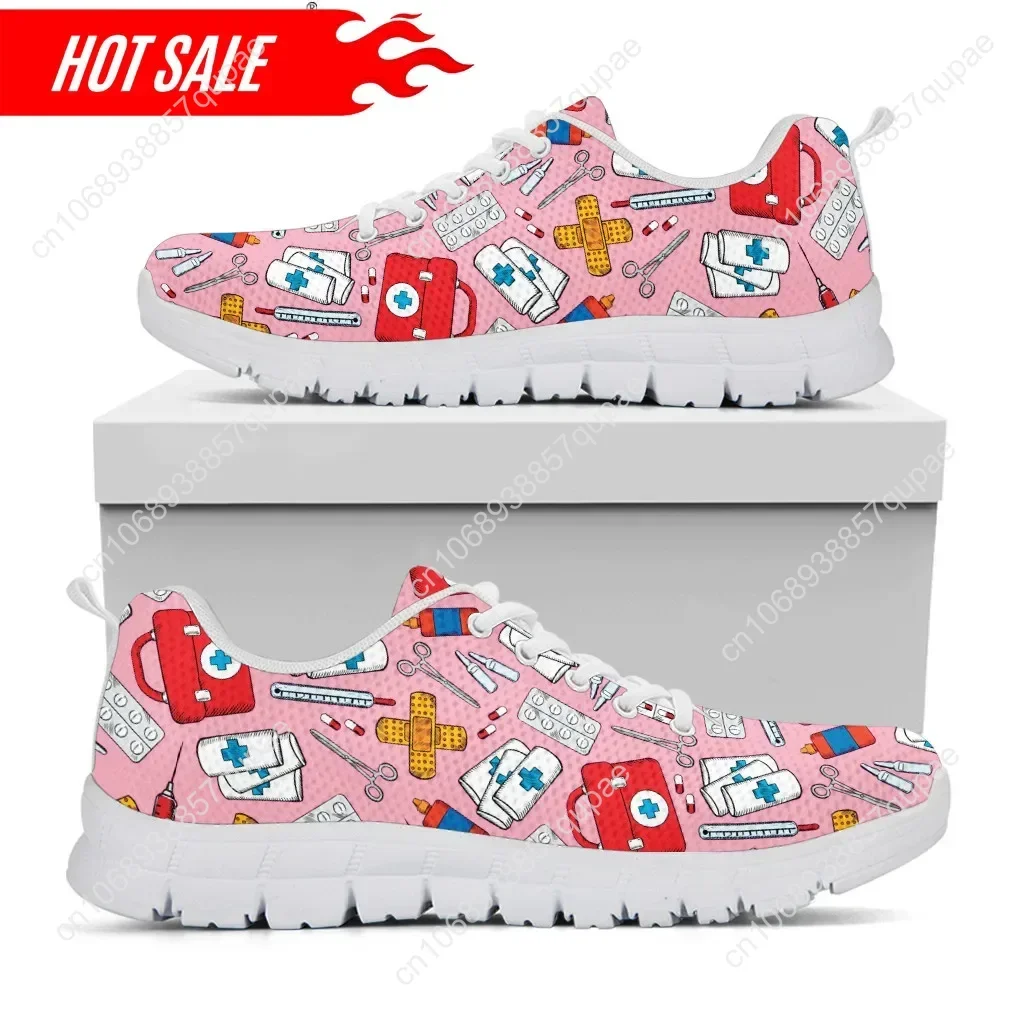 Zapatillas Sneakers kasual wanita motif Suster medis rumah sakit sepatu datar hangat lembut musim semi musim gugur