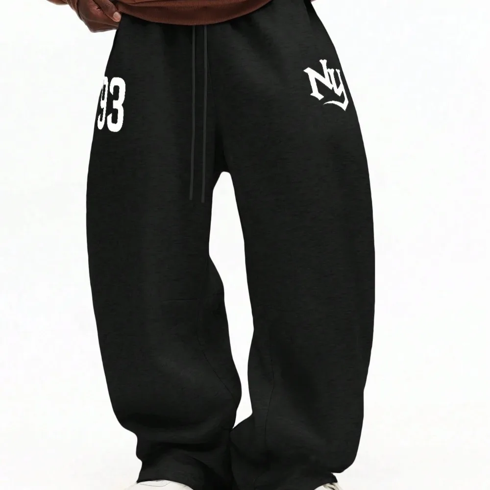 

Мужские спортивные брюки на шнурке с принтом, свободного кроя, удобные, на все сезоны, в уличном стиле.