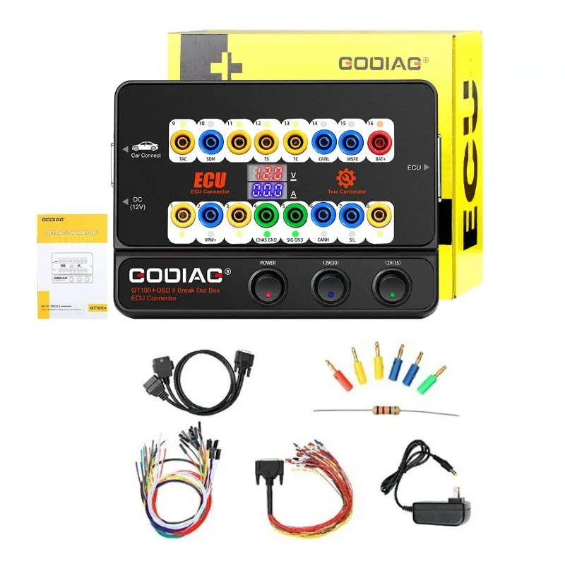 GODIAG GT100+ GT100 Pro OBDII Breakout Box Adds Electronic Current Display and CANBUS Protocol GT100+ ECU Bench Connector