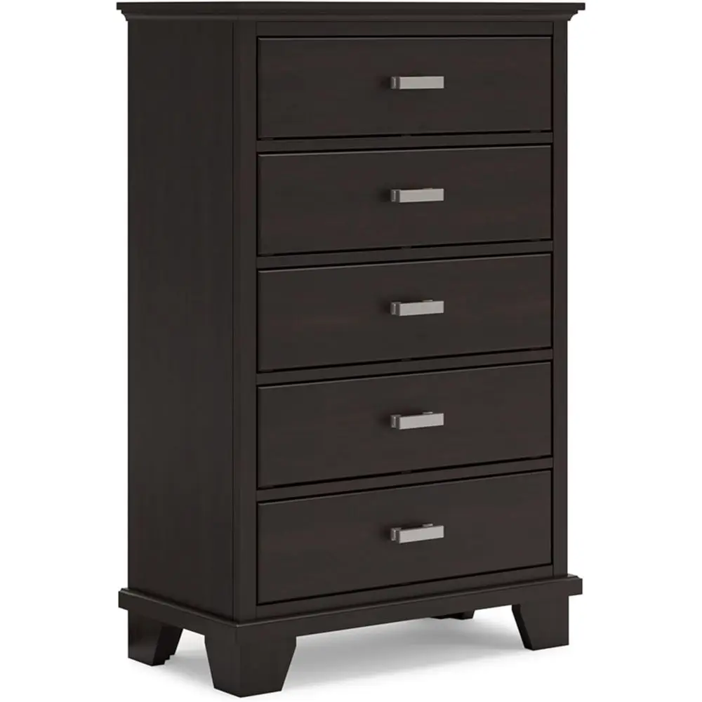 5-Drawer Chest in Modern Design with Smooth Glide and Safety Stop, Brown