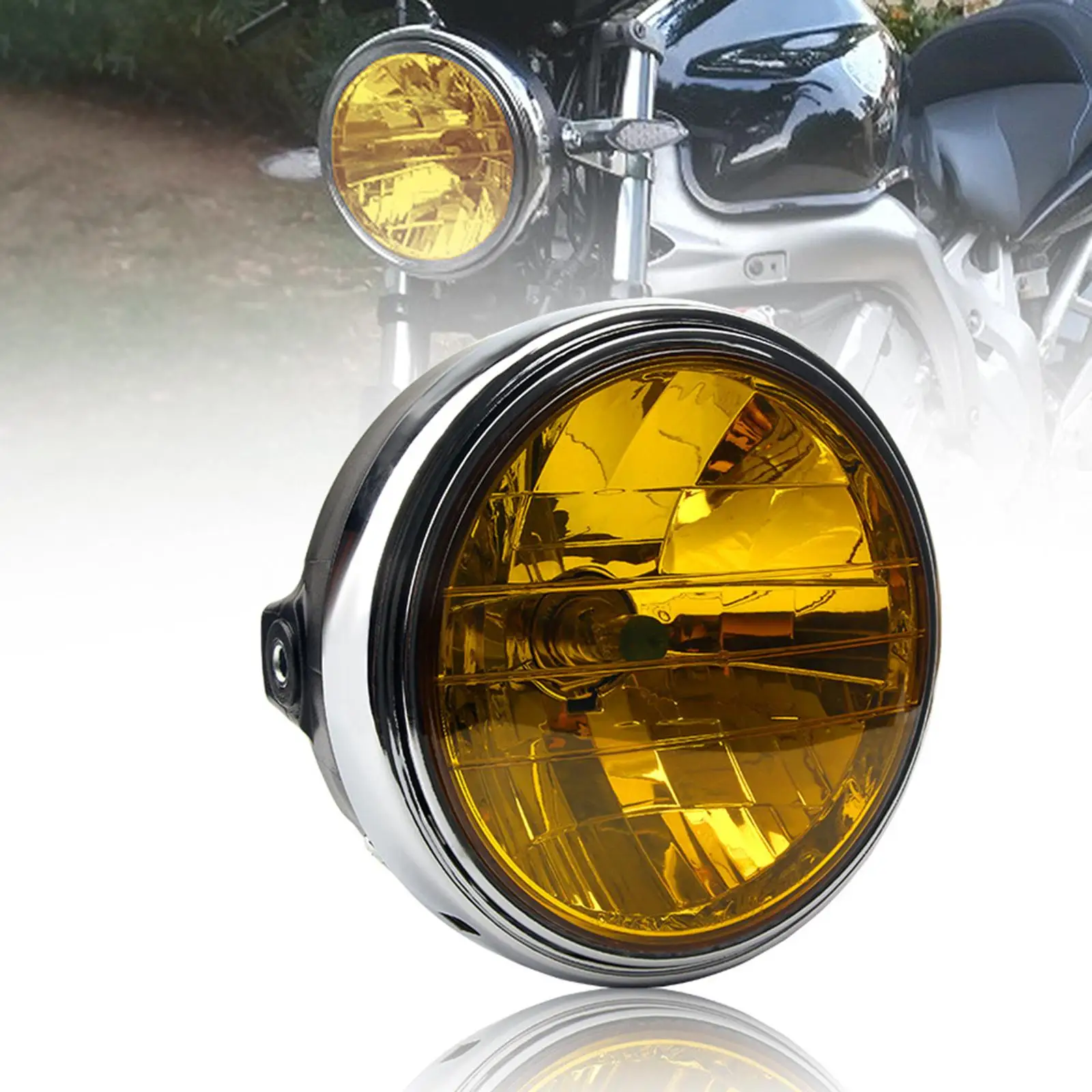 Motorcycle Headlamp Vintage Round Yellow Lens Durable ABS Aluminum Alloy Super Bright for Honda CB400 CB500 CB750 CB900 CB1300