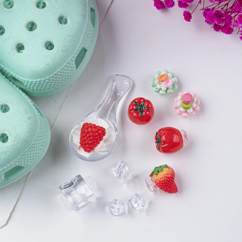 New Jibbitz Kawaii Fruit Resin Shoes Charms Diy Detachable Cute Food Toy Shoe Flower Shoe Buckle Upper Decoration Xmas Gifts