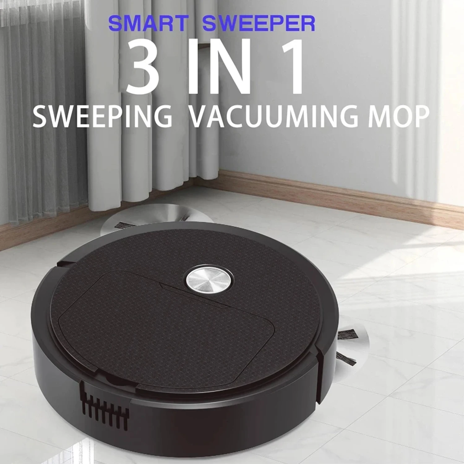 Efficient 2024 Smart Mini Wireless Sweeper Vacuum Cleaner - 3 In 1 Robot for Sweeping and Vacuuming, Suitable for Home Use, Quie