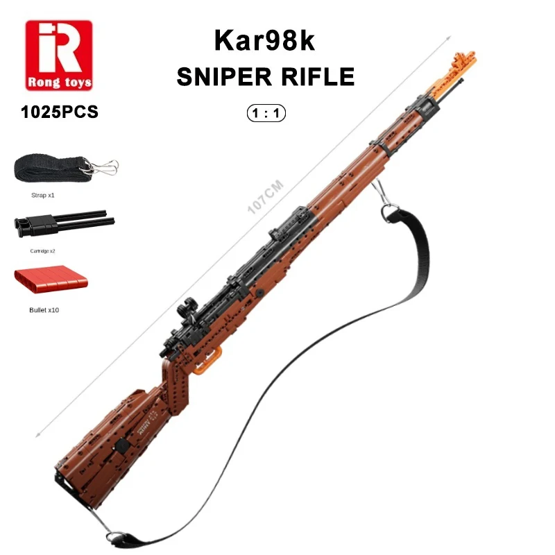 WW2 Army Weapons Gun Germany Kar98K Rifle Moc Technical 1:1 Building Blocks Model Kit Kids Military SWAT Game Bricks Toys Gift