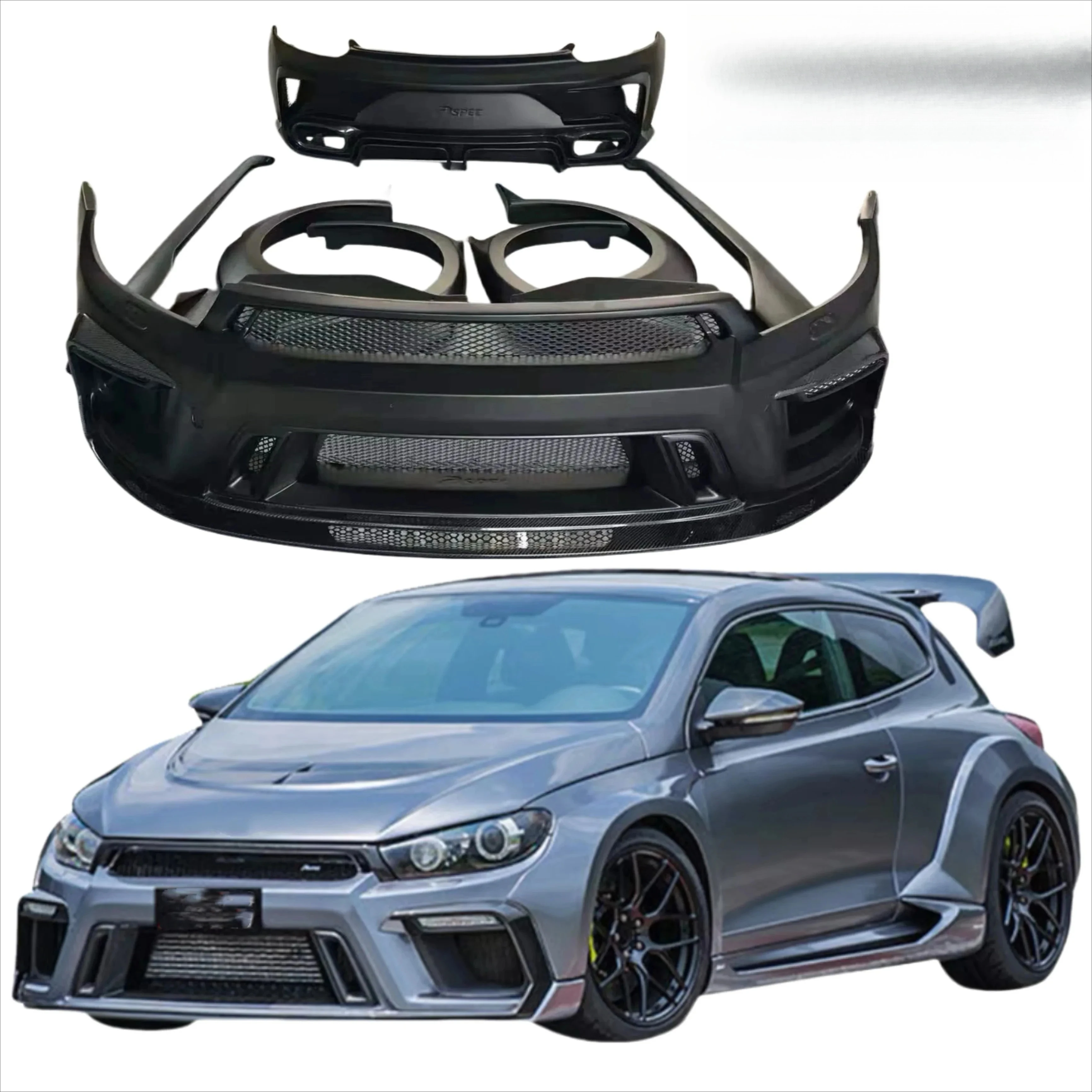 

Car Wide Body Kit For Volkswagen Scirocco Upgrade ASP Style Front Bumper Rear Bumper Side Skirts Rear Spoiler Hood Wide Body Kit