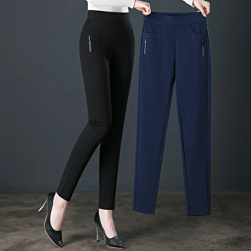 Leggings Femme Automne et Hiver Style Taille Haute Grande Taille Moulant Pantalon Pied Haut-artificiel astique Casual Slim fjS-6XL