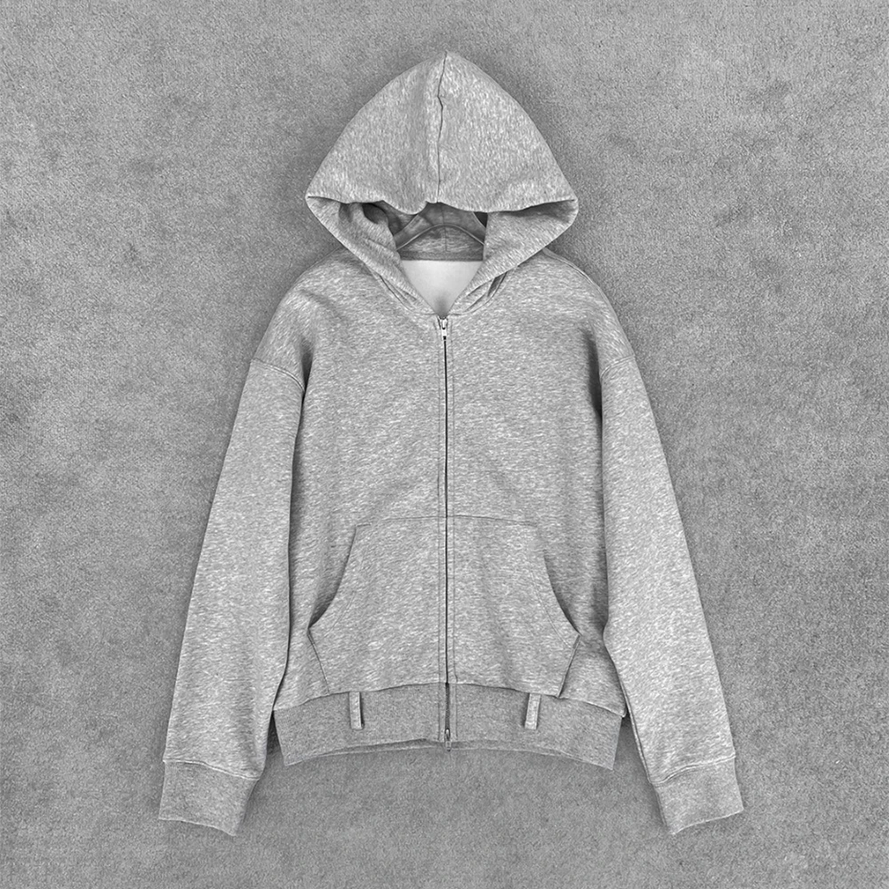 Women's Cotton-Blend Hoodie Solid-Color Minimalist Commuter Double-Zip Fleece-Lined Sweatshirt Jacket Y2k Style Winter 2025 New