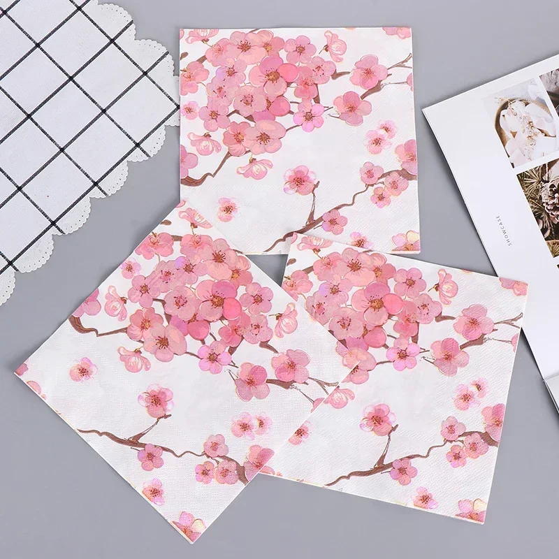 Chinese Style Printing Paper Napkins Colorful Napkins Wedding Pure Wood Pulp Paper Plum Flower 20 Sheets Food Grade 2Ply 33*33cm