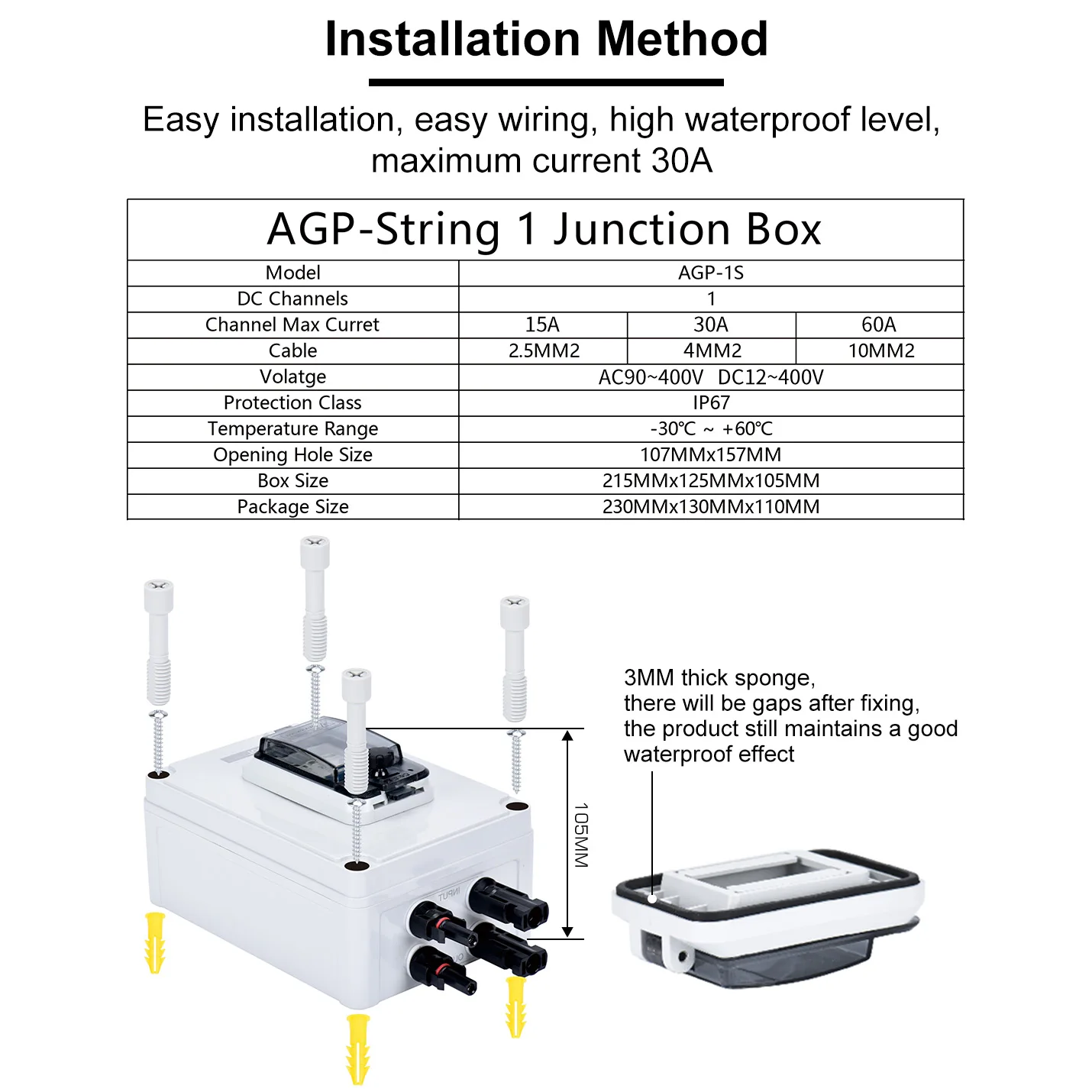 DIHOOL DC Circuit Breaker 15/30/60 amp Disconnect Switch IP67 waterproof juction box solar connector