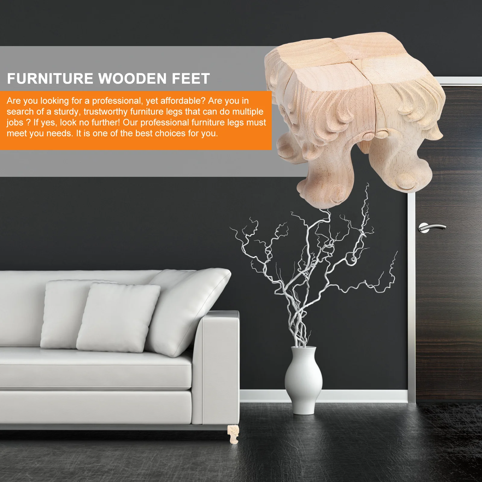 4 قطعة أرجل قطع الأثاث الخشبية الصلبة منحوتة تصميم الورد عالية تحمل أقدام طاولة أريكة مناسبة لخزانة أريكة مقاعد البدلاء