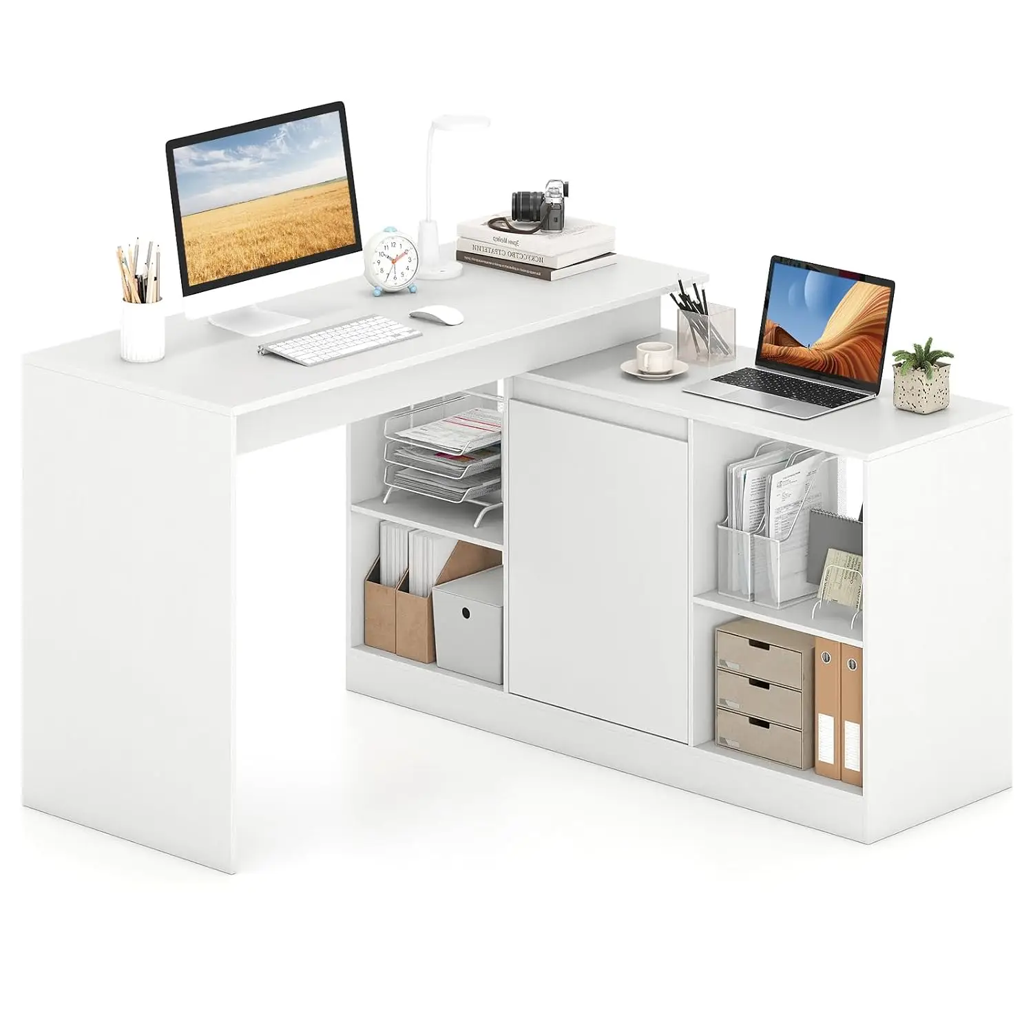 L-Shaped Computer Desk Corner Workstation Reversible Laptop Table Home Office Study 120cm, Customized