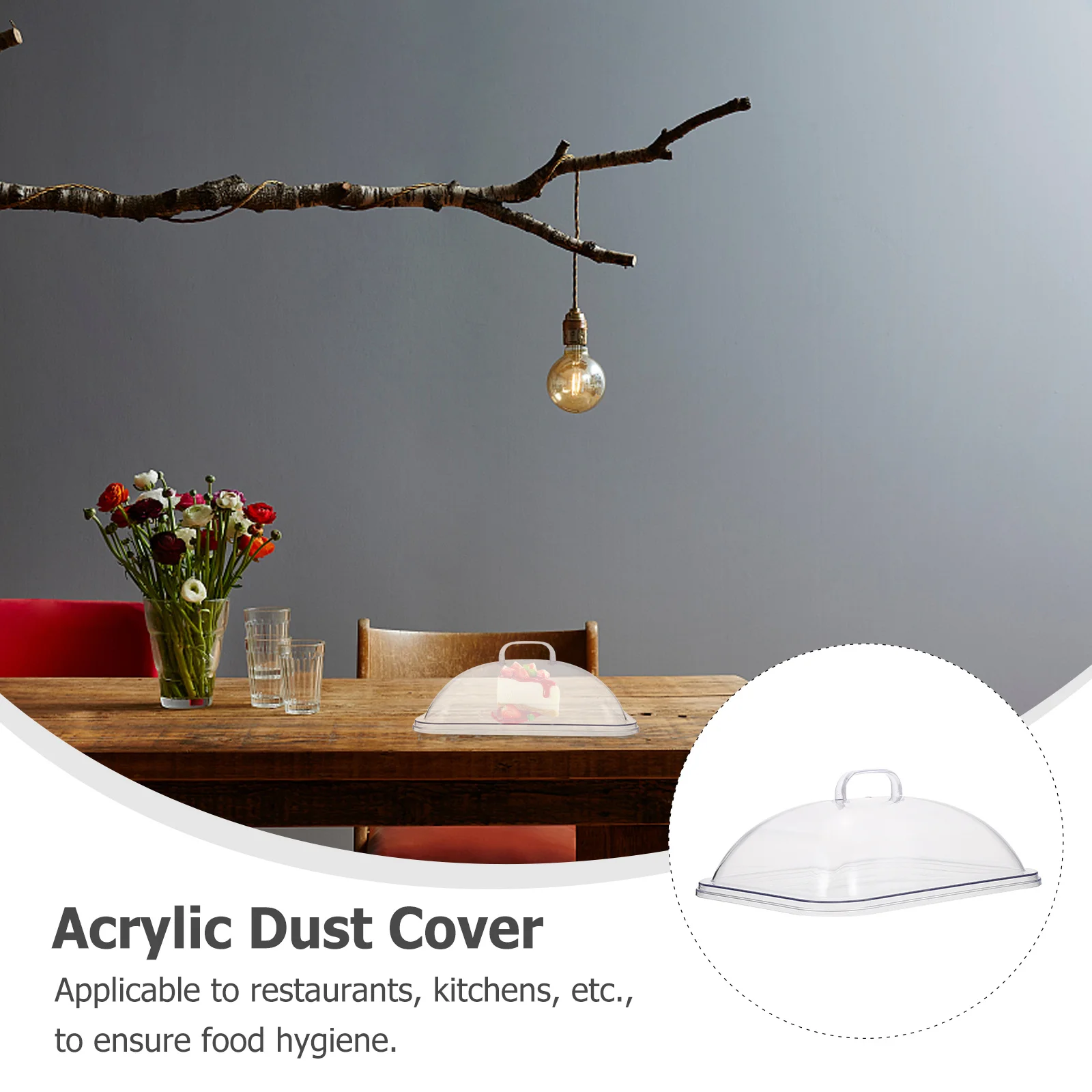 

1 pc Food Freshness Transparent Acrylic Dust Cover For Kitchen Table Protection Square Design Insect Proof Cake Dessert Cover