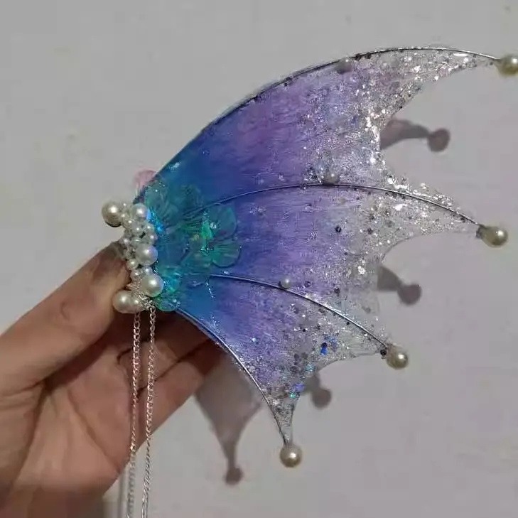 CALDO! COS Orecchie da Sirena Gradiente Orecchie di Squalo Copricapo Fata Mago Accessori per Capelli Orecchie di Squalo Sirena Puntelli Foto Puntelli Cosplay