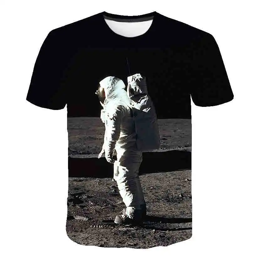 Camisetas de astronauta para meninos e meninas, roupas infantis, desenhos animados, casual, tops de manga curta, camisetas, crianças, fantasias, verão