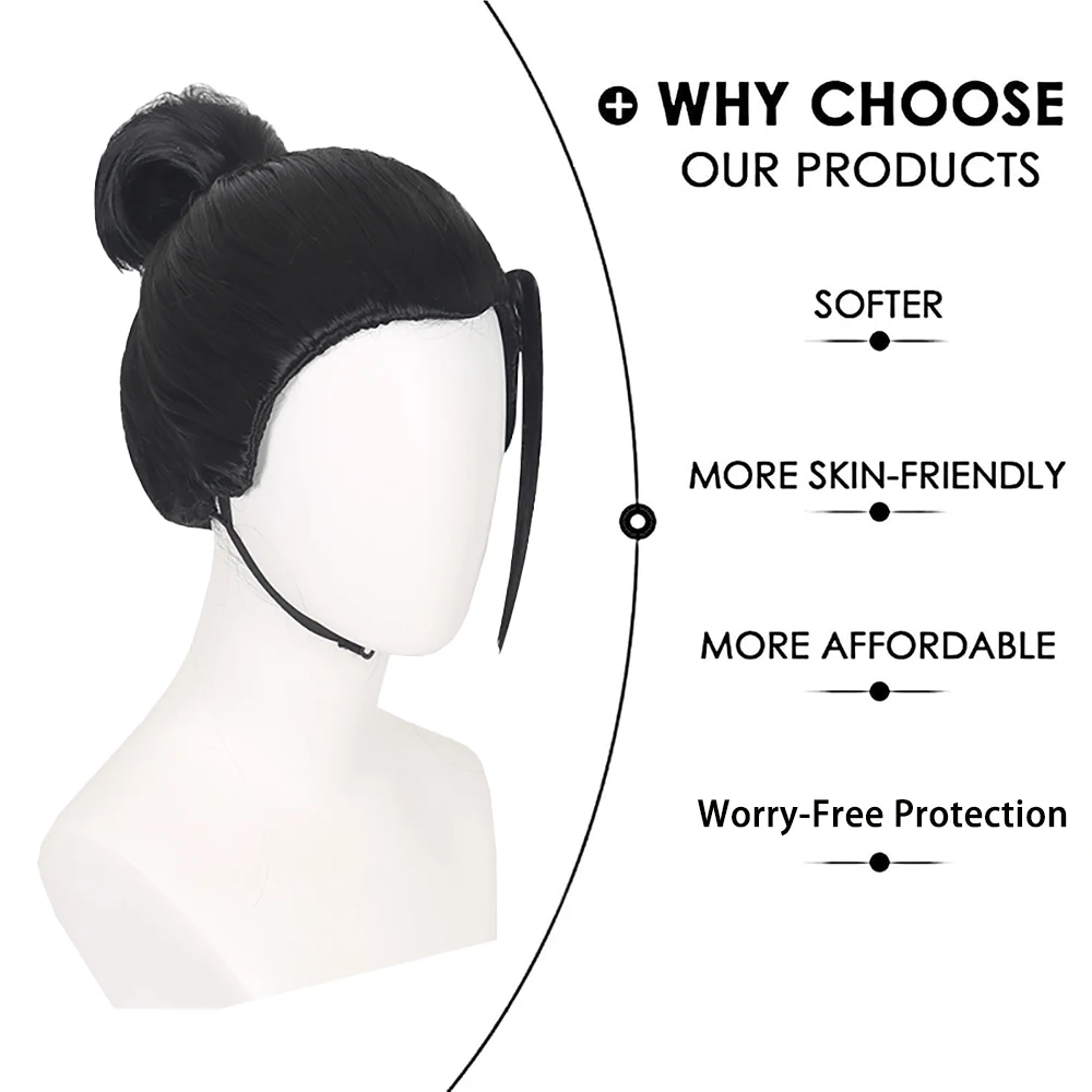 جودة عالية أنيمي Jujutsu Kaisen Geto Suguru تأثيري الشعر الاصطناعية 12 بوصة ربطة عنق سوداء الجمال تلميح حقيبة الشعر هالوين شعر مستعار يومي #5