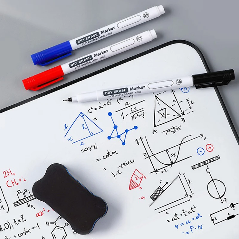 Uitwisbare Whiteboard Pen Extreem Dunne 0.5Mm Droog Wissen Kantooronderzoek Waterdichte Markeerstift