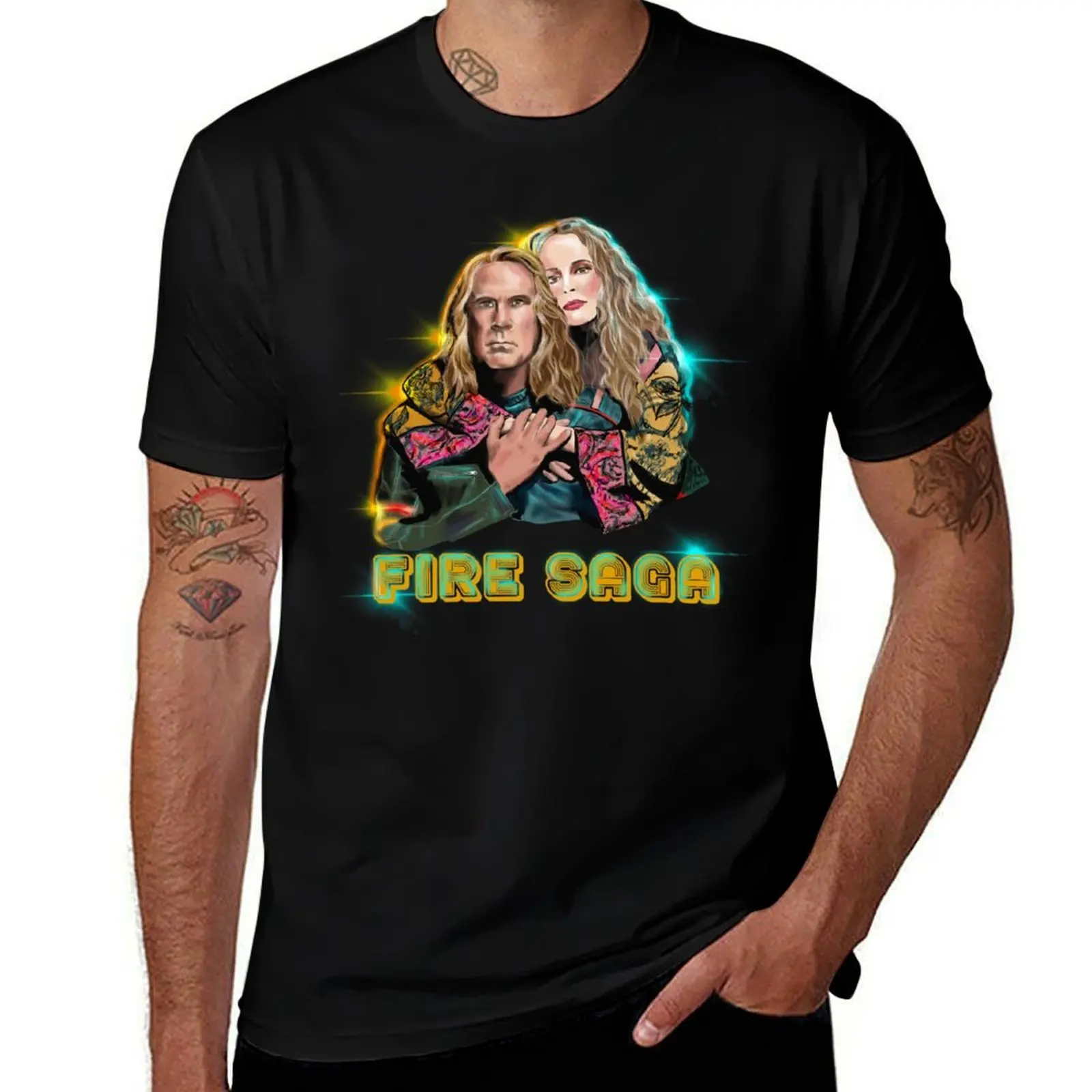 

Eurovision IcelandFire Saga Lars and Sigrit ferrell T-Shirt anime t shirts oversize t shirts for man slim fit T-Shirt