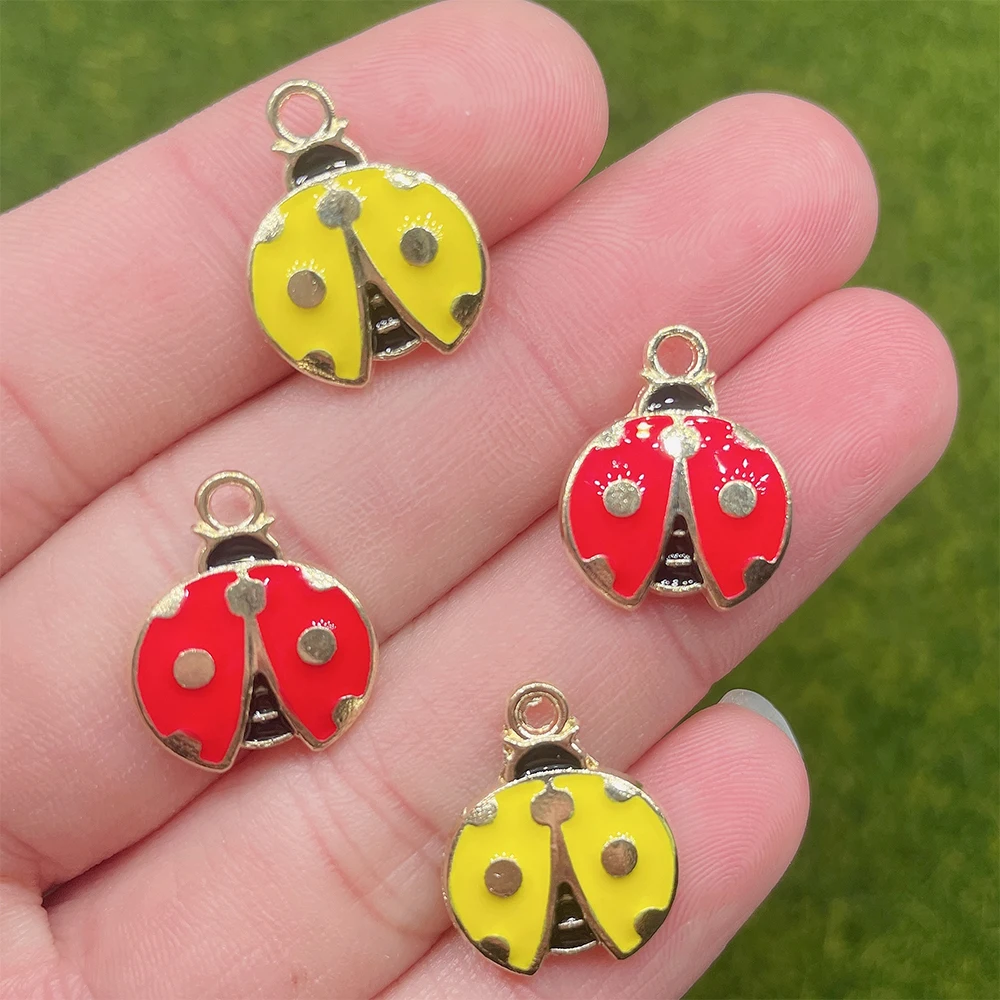 Ladybug Seven Stars 1.5*1.8cm 20 Pieces/Lot Insect Pendant Yellow Red Drop Oil Alloy Jewelry Supplies Accessories DIY Jewelry