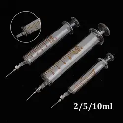 Glass Syringe 2ml 5ml 10ml Syringe Metal Needle Welding Oil Container Glass Push Rod Mobile Phone Repair Tool