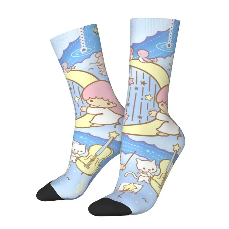 Custom Little Twin Stars Sanrio Cartoon Kiki Lala Dress Socks for Men Women Warm Funny Novelty Crew Socks