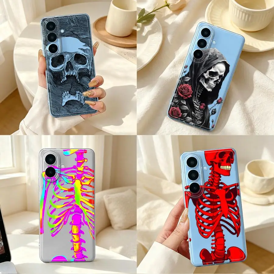 Line Skull Pattern Case for Samsung Galaxy A14 A16 A52 A31 A33 A52 A55 A23 A26 A24 A36 A13 A25 A57 Phone Cover A56 A27 A54 A15