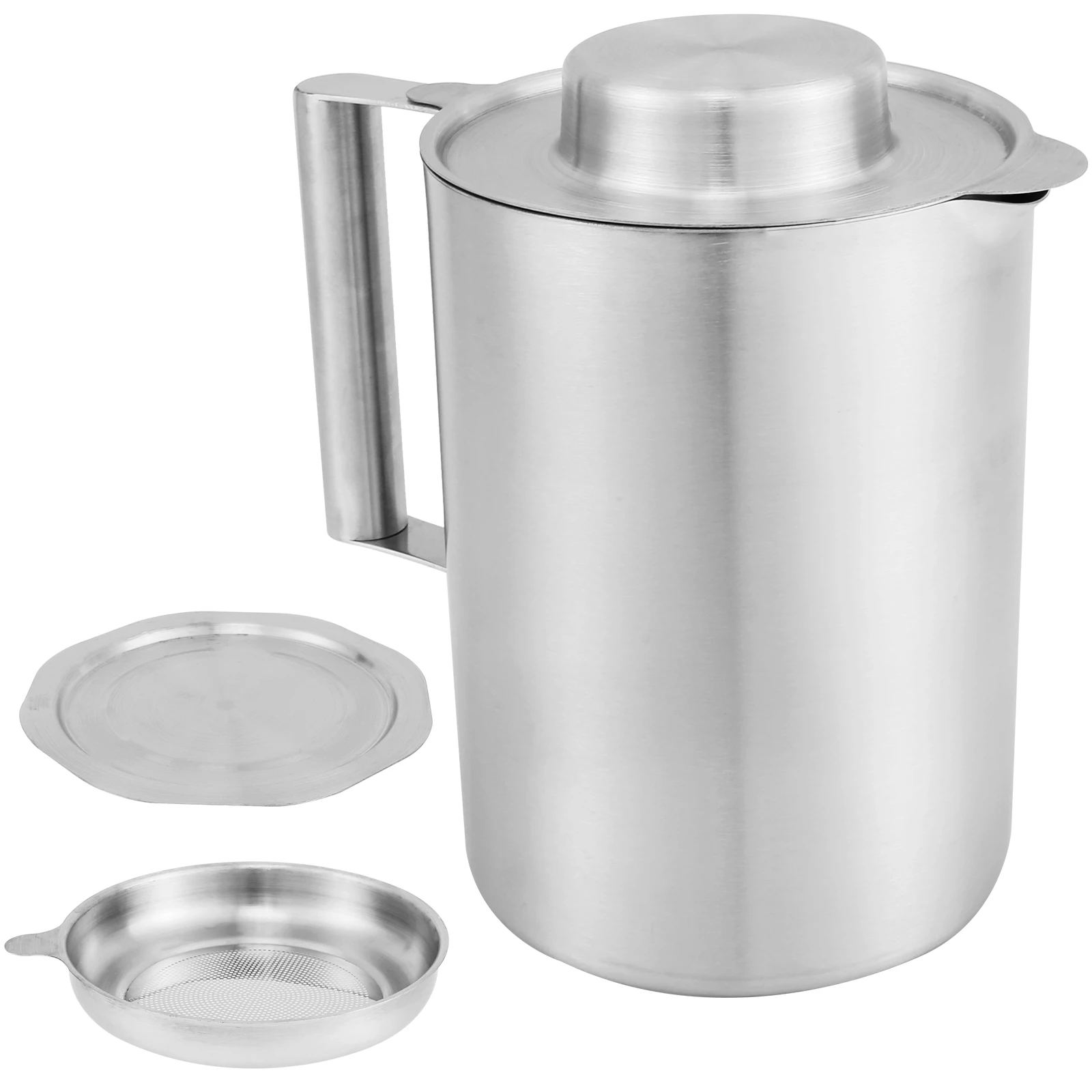

Oil Filter Pot 304 Stainless Steel Oil Filter Vessel Large Capacity Oil Strainer Pot with Dustproof Lid and Removable Strainer
