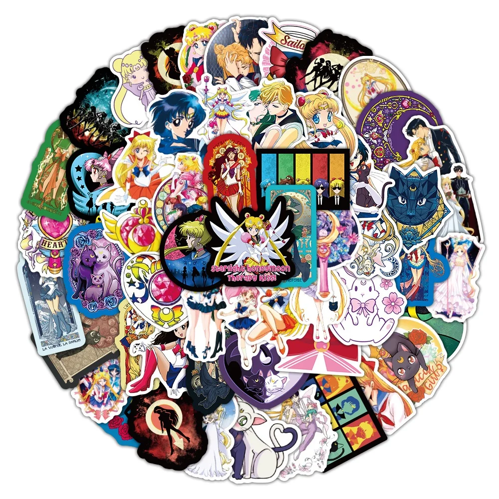 100/50PCS Sailor Moon Graffiti Stickers For Notebook Skateboard Cup Luggage Phone Decal