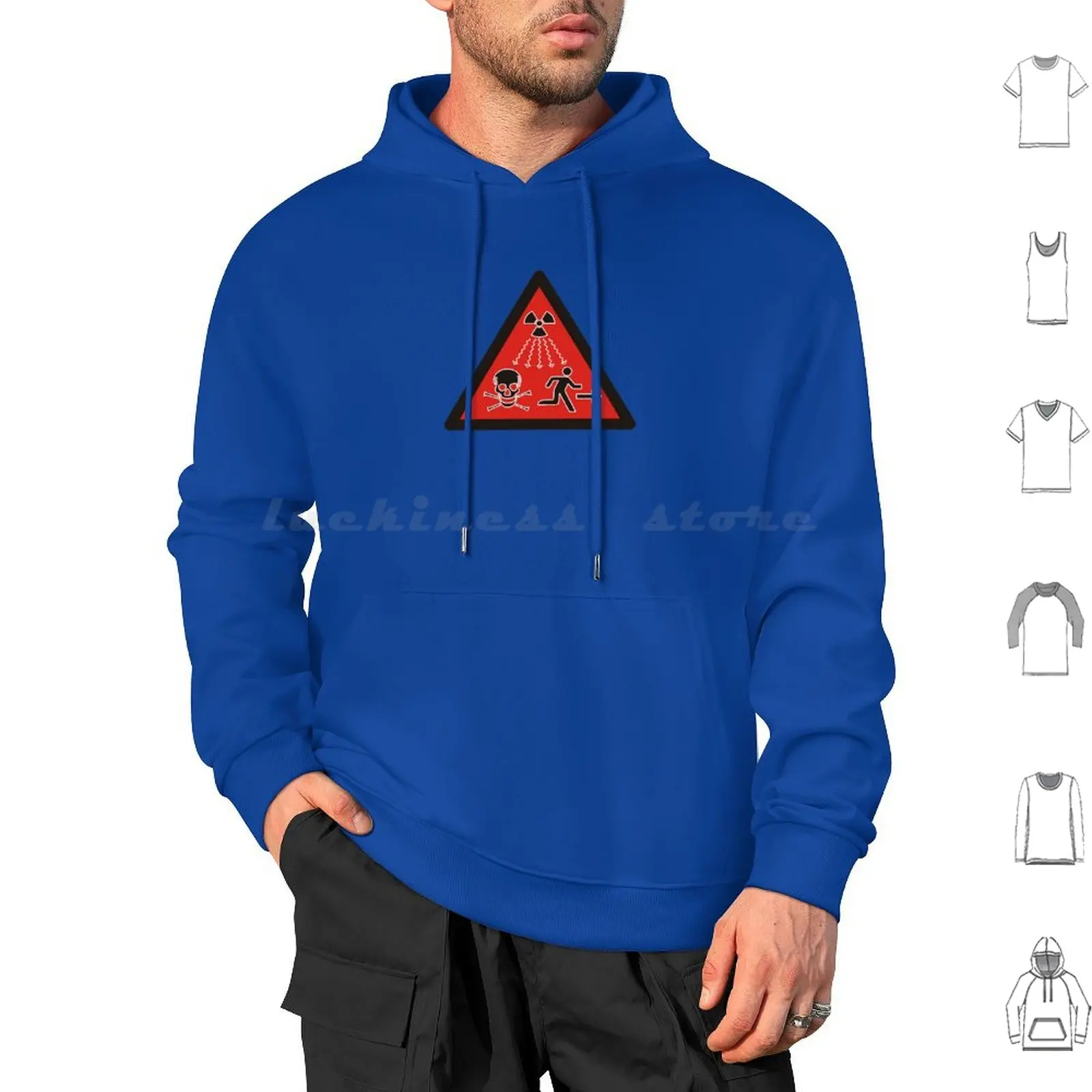 Radiation Danger-High Level Sources Sign. Red Hoodie cotton Long Sleeve Hazard Warning Caution Red Funny Sign Symbol