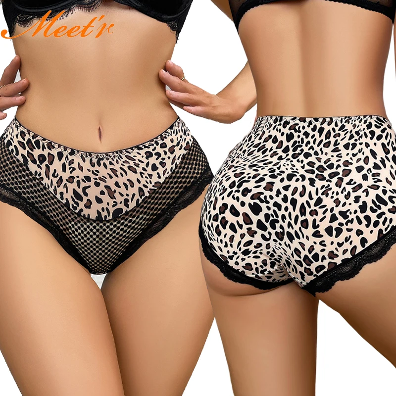 Meet'r New Leopard Print Close Fitting Lingerie European And American Sexy Lace Underwear Women's Seductive Triangle Panties